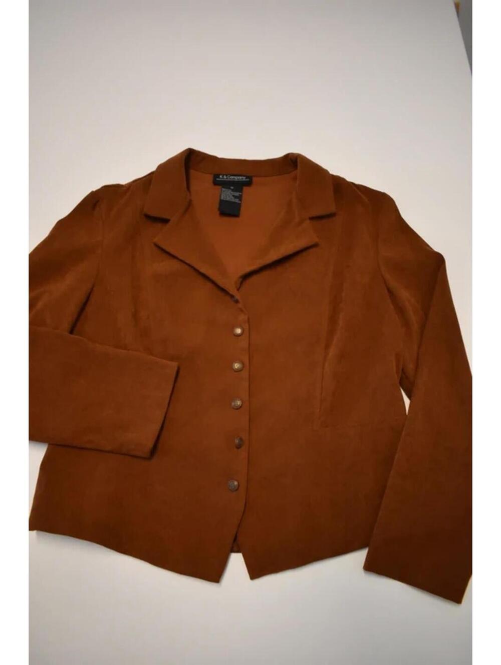 K & Company Women’s Rust Brown Button Front Blazer Jacket Size 18